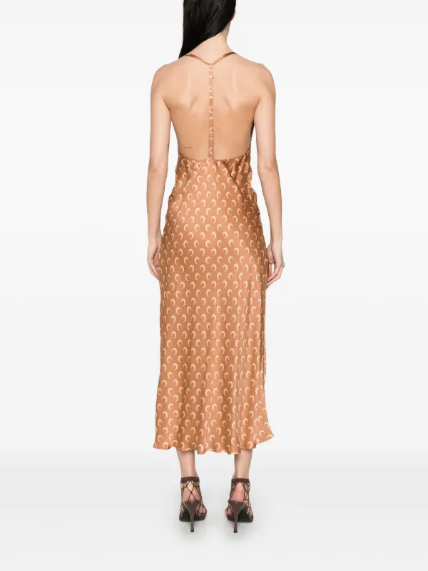 Marine Serre Moon Satin Maxi Dress | Brown