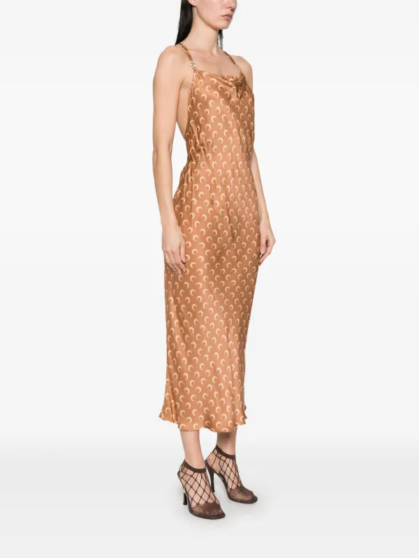 marine serre dress brown Embroidered smocked dress 2 / Ivory