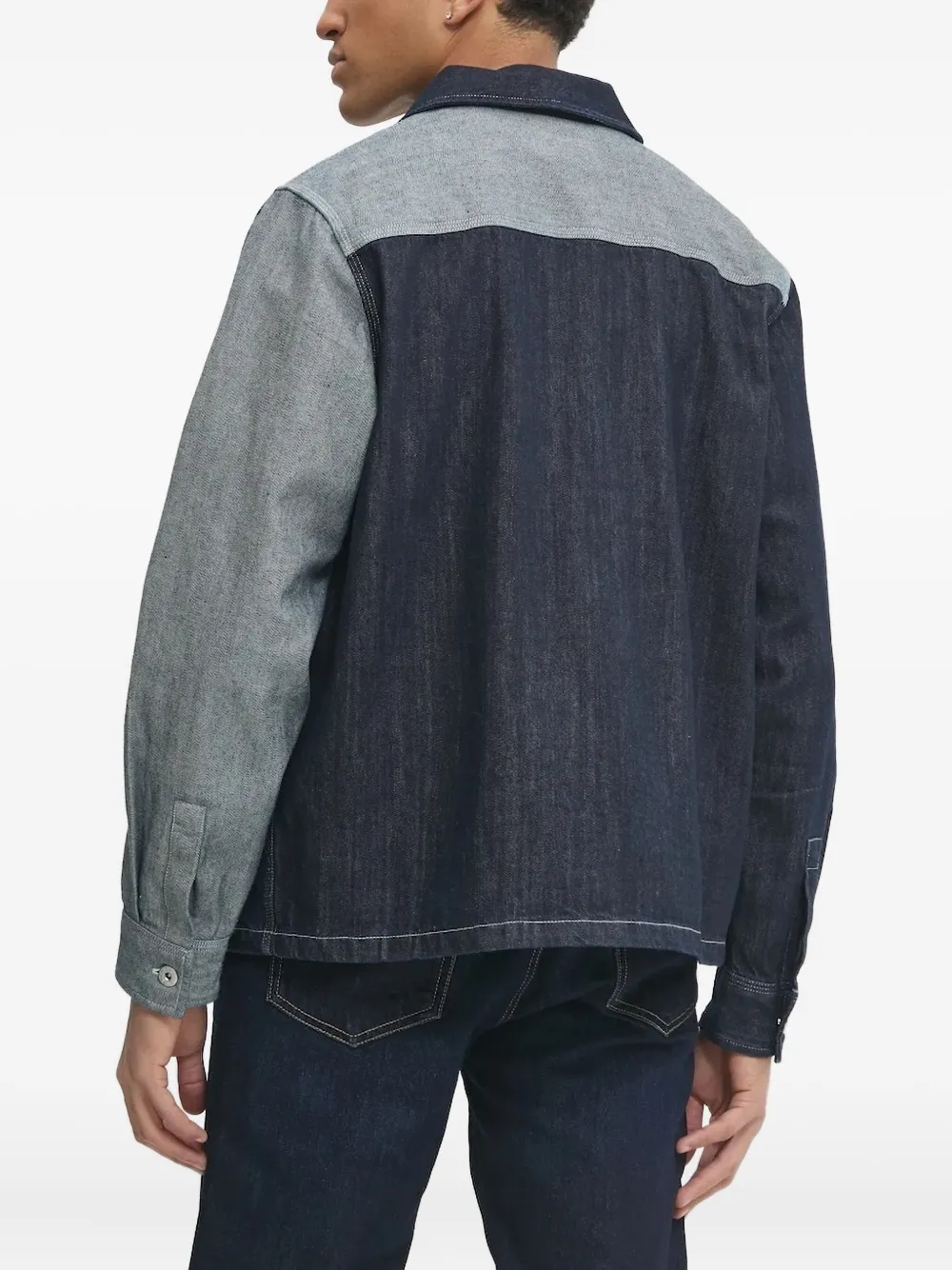HUGO Eberse denim blouse met patchwork Blauw