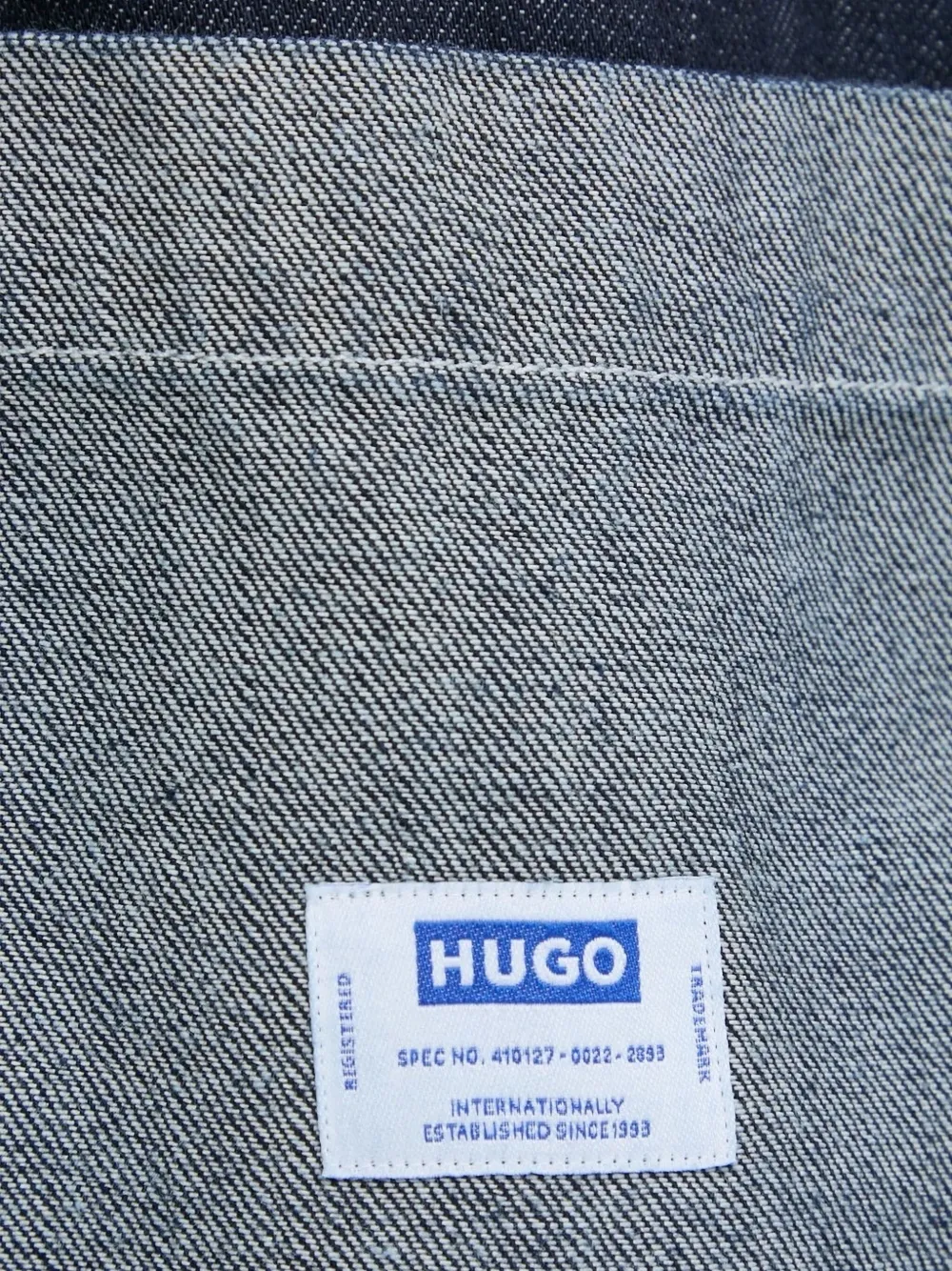 HUGO Eberse denim blouse met patchwork Blauw