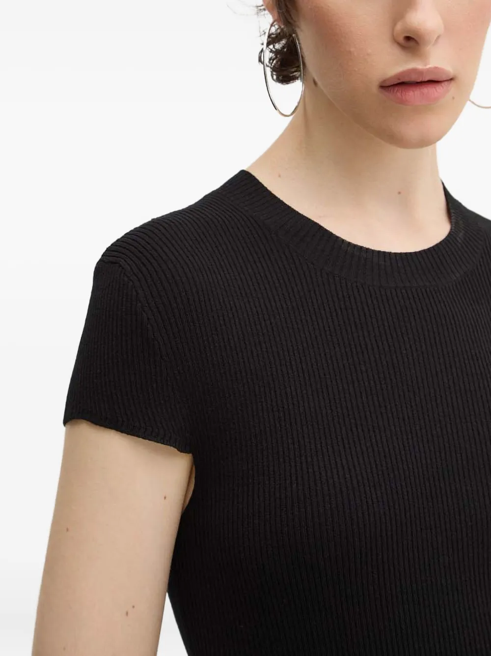 HUGO Geribbelde top Zwart
