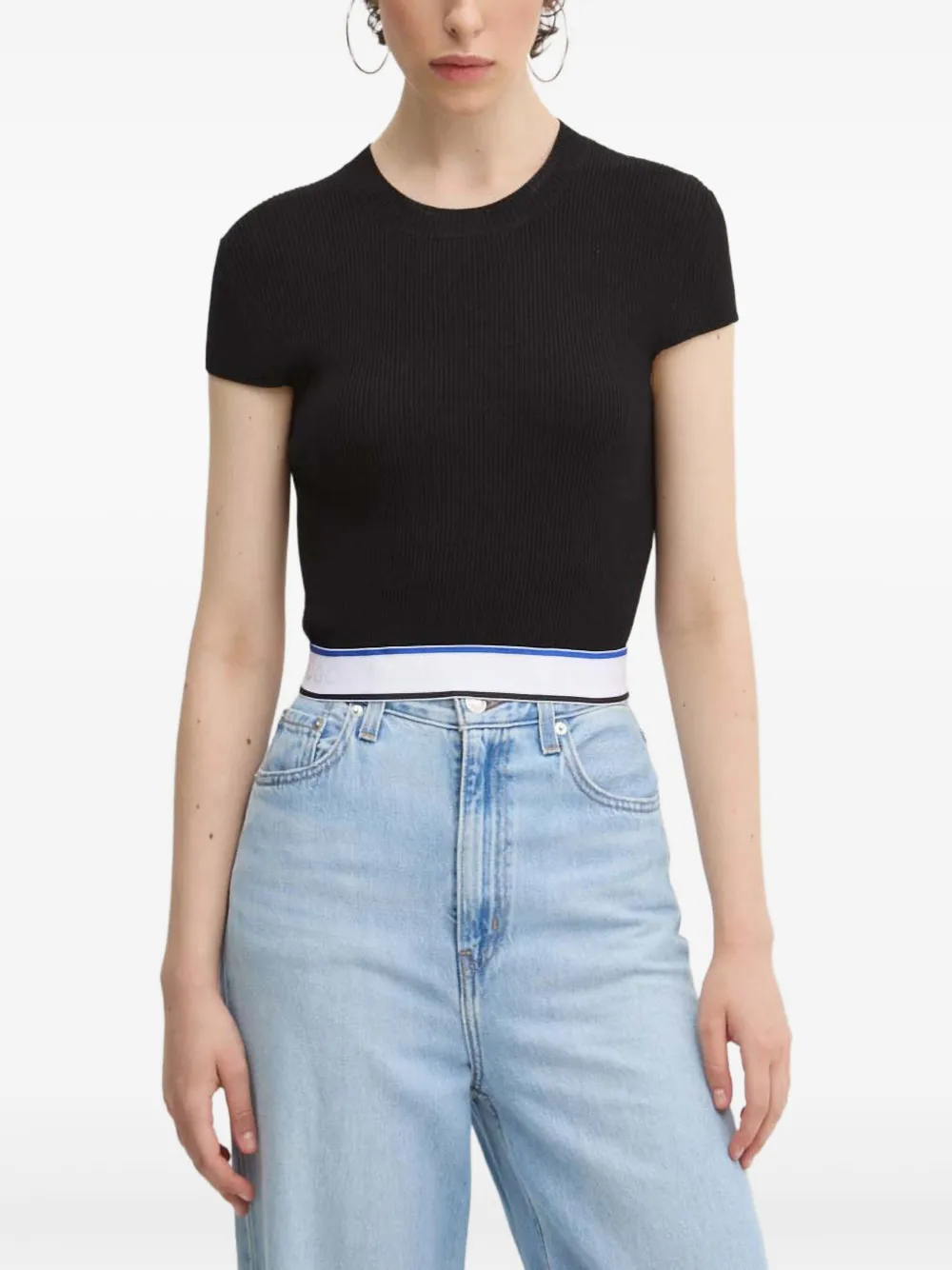 HUGO ribbed band top - Nero