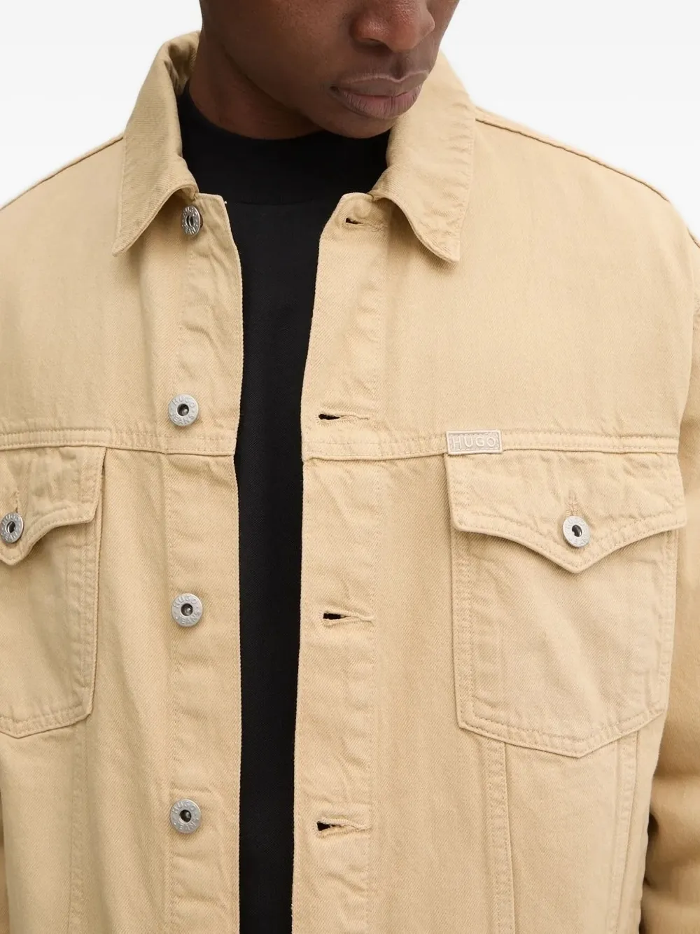HUGO Denim jack met logopatch Beige
