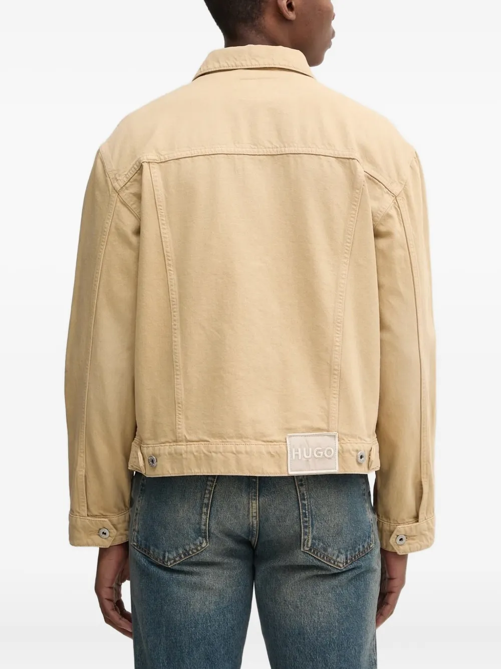 HUGO Denim jack met logopatch Beige