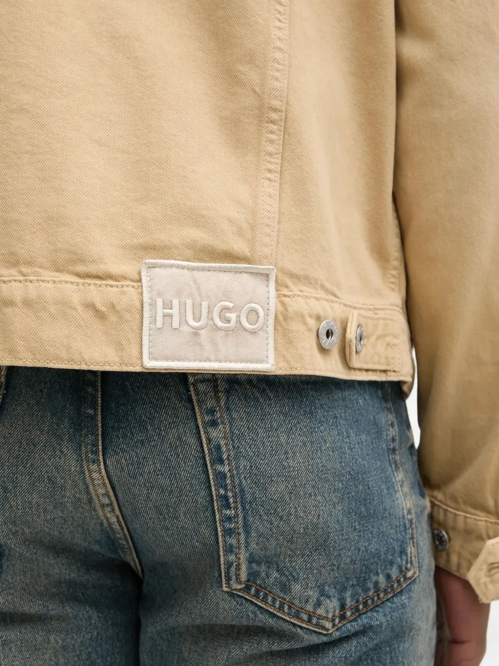 HUGO Denim jack met logopatch Beige