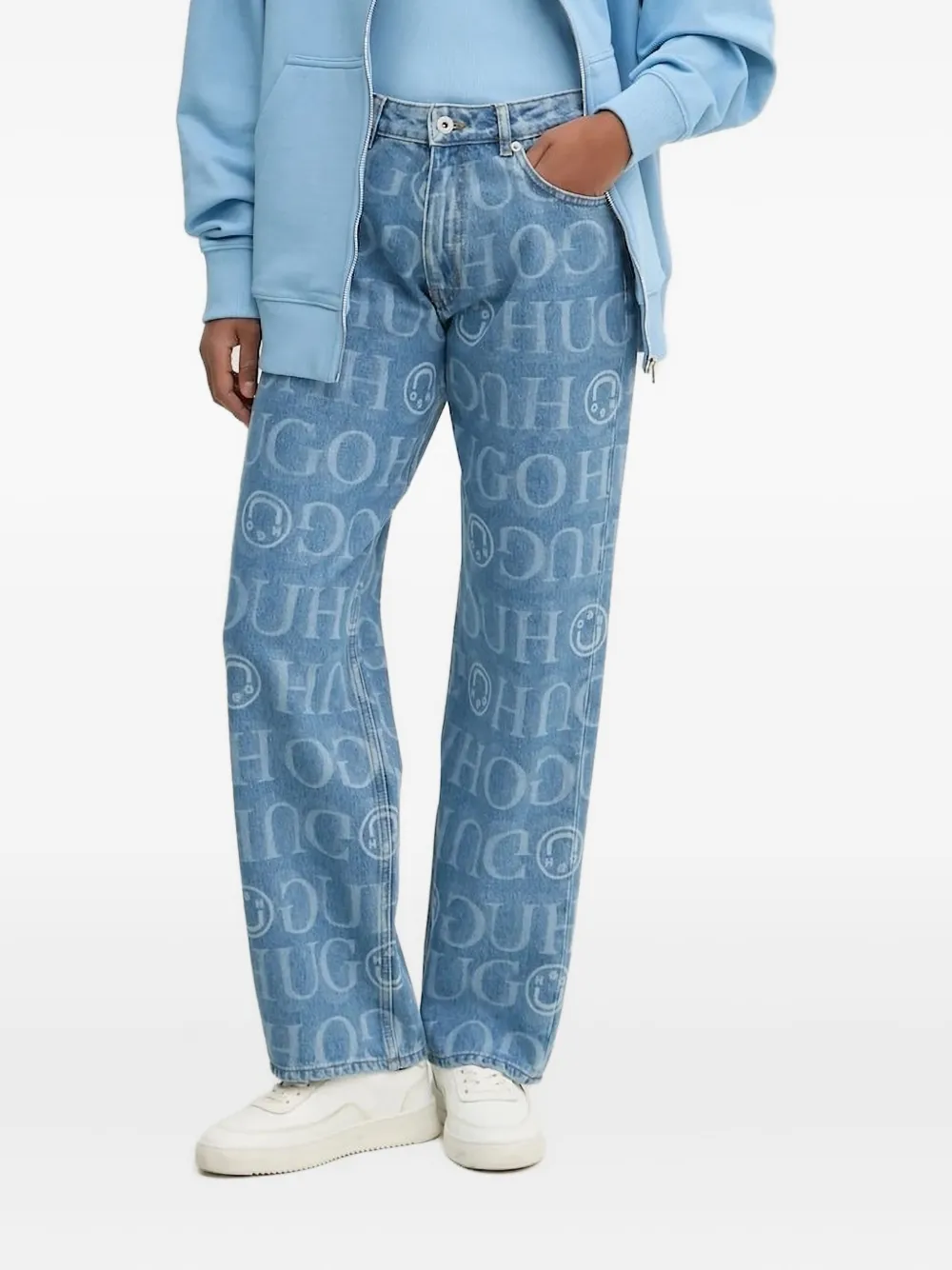 HUGO Jeans met logoprint Blauw