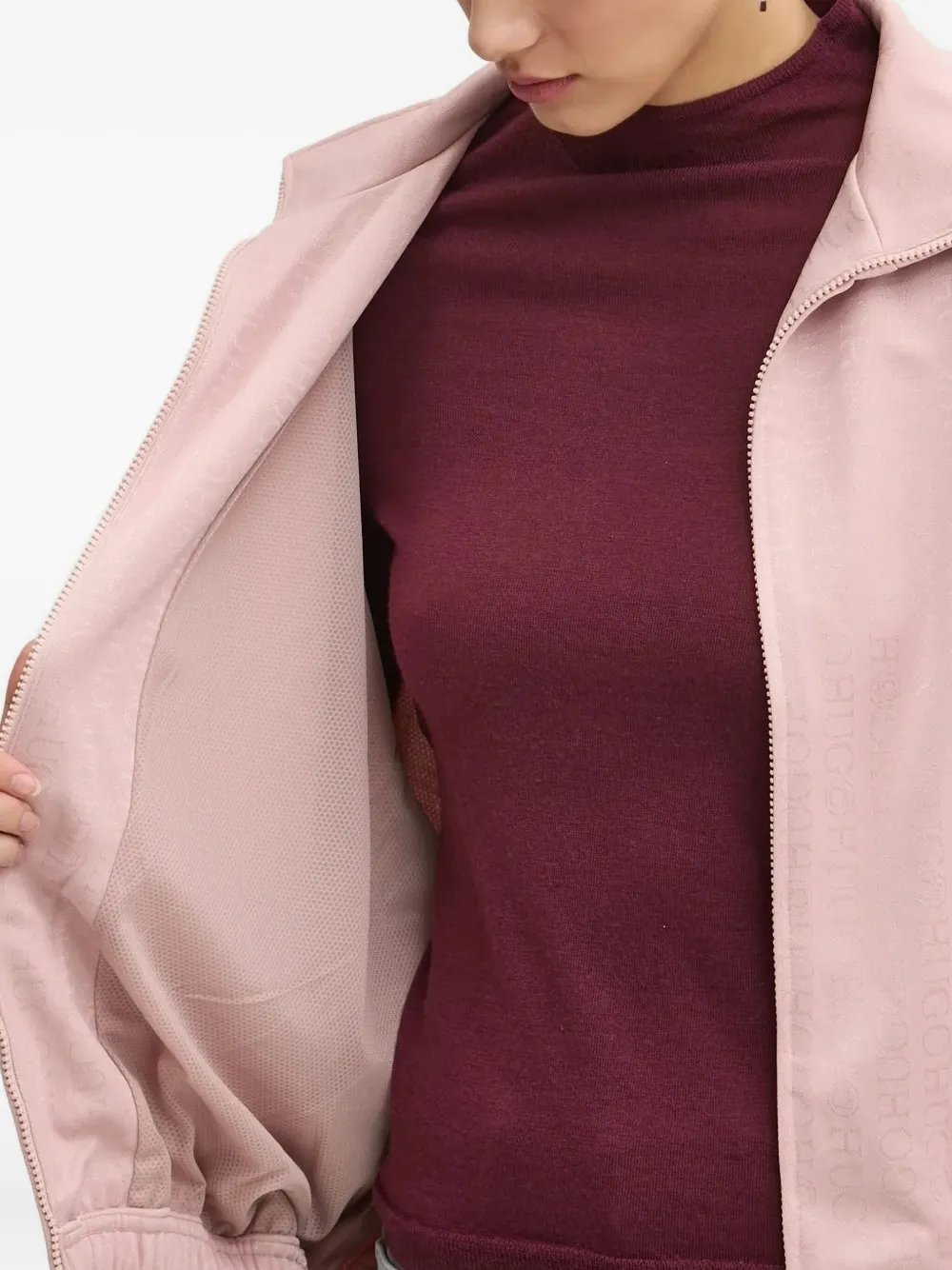 HUGO Sweater met logo jacquard Roze