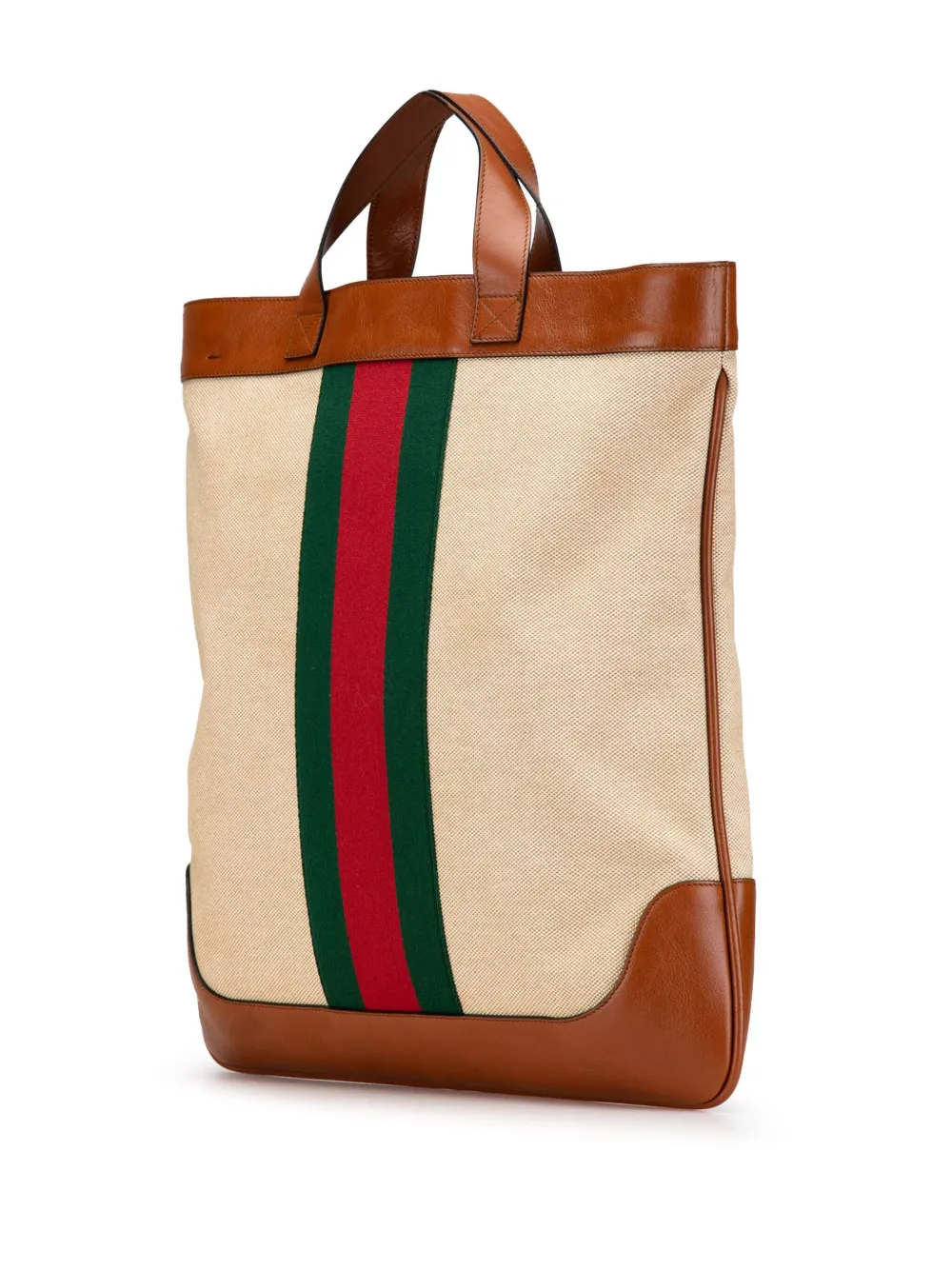 Pre-owned Gucci 2000-2015 Large Canvas Web Satchel In Brown