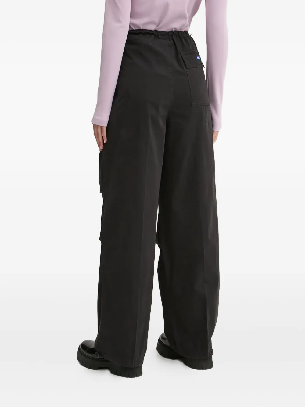 Hugo Boss Drawstring Cargo Trousers In Black