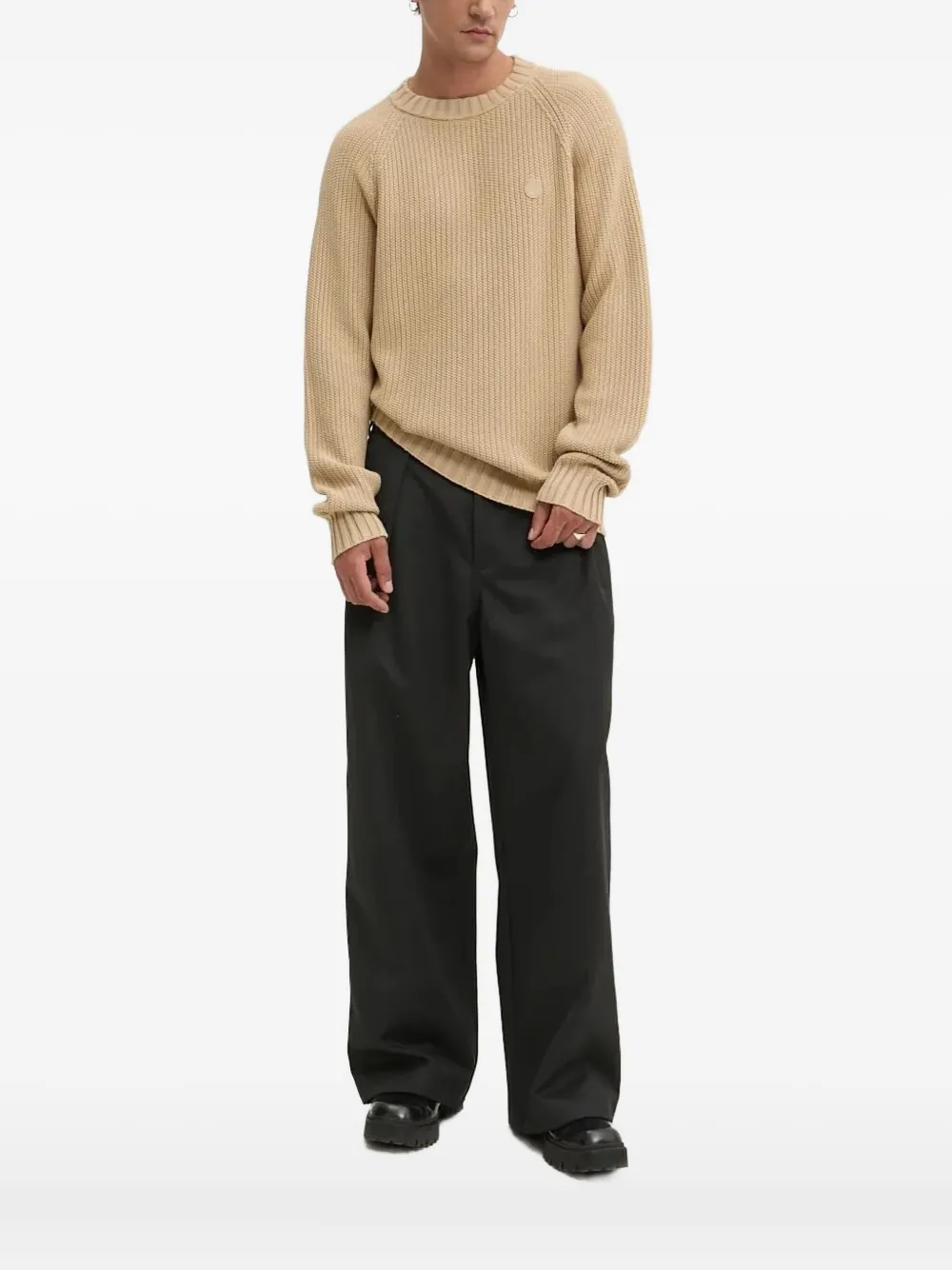 HUGO Trui met raglan mouwen en logo-applicatie Beige