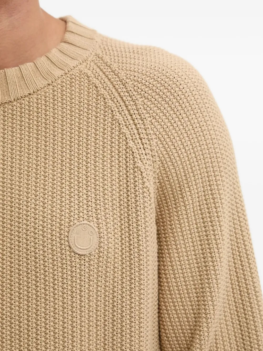 HUGO Trui met raglan mouwen en logo-applicatie Beige