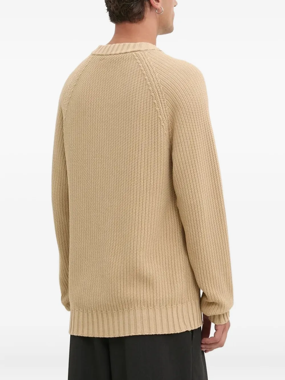 HUGO logo-appliqué raglan-sleeve jumper - Beige