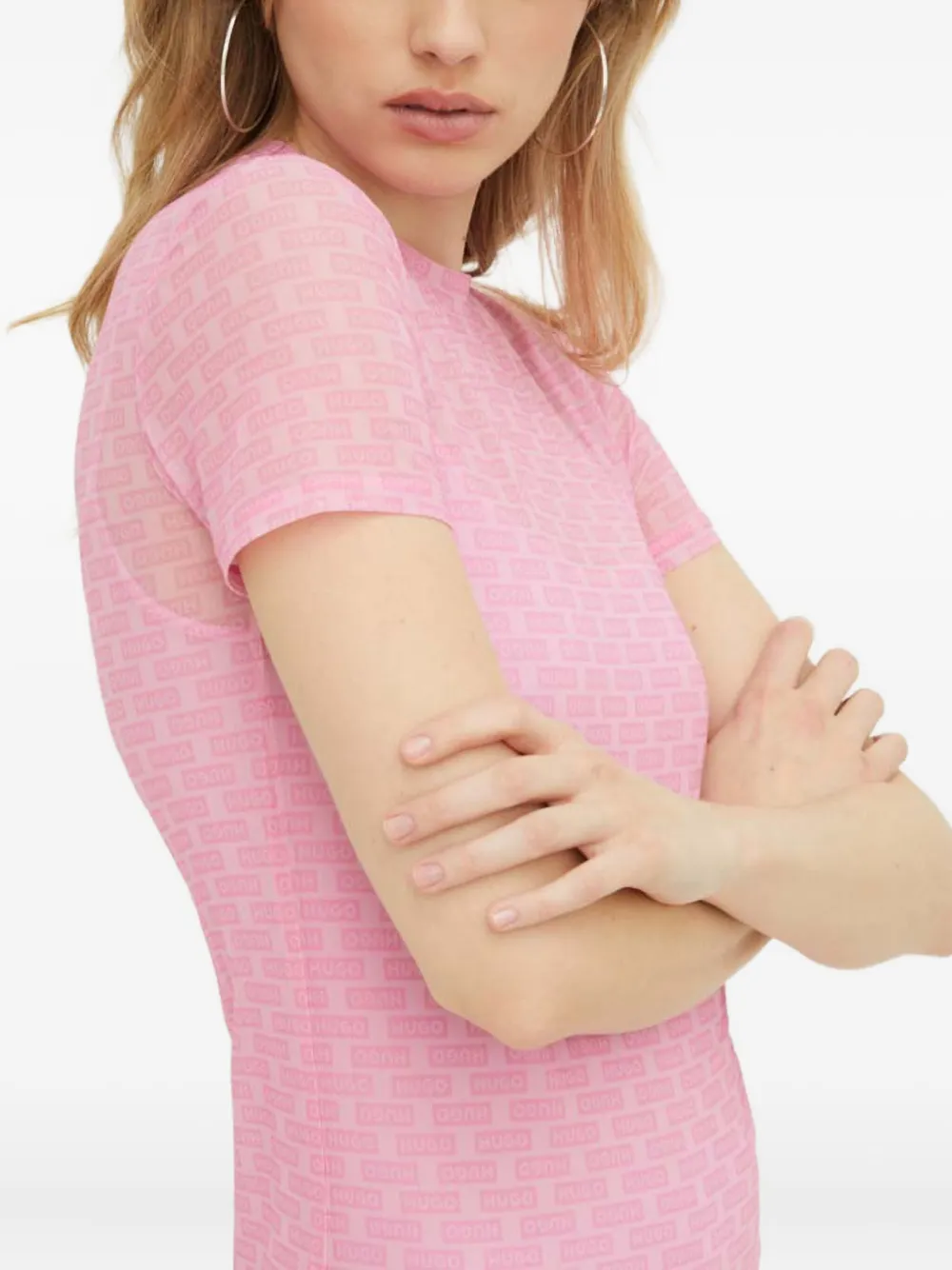 Hugo Boss Logo-print Dress In Pink