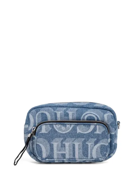 HUGO logo-print denim cross body bag
