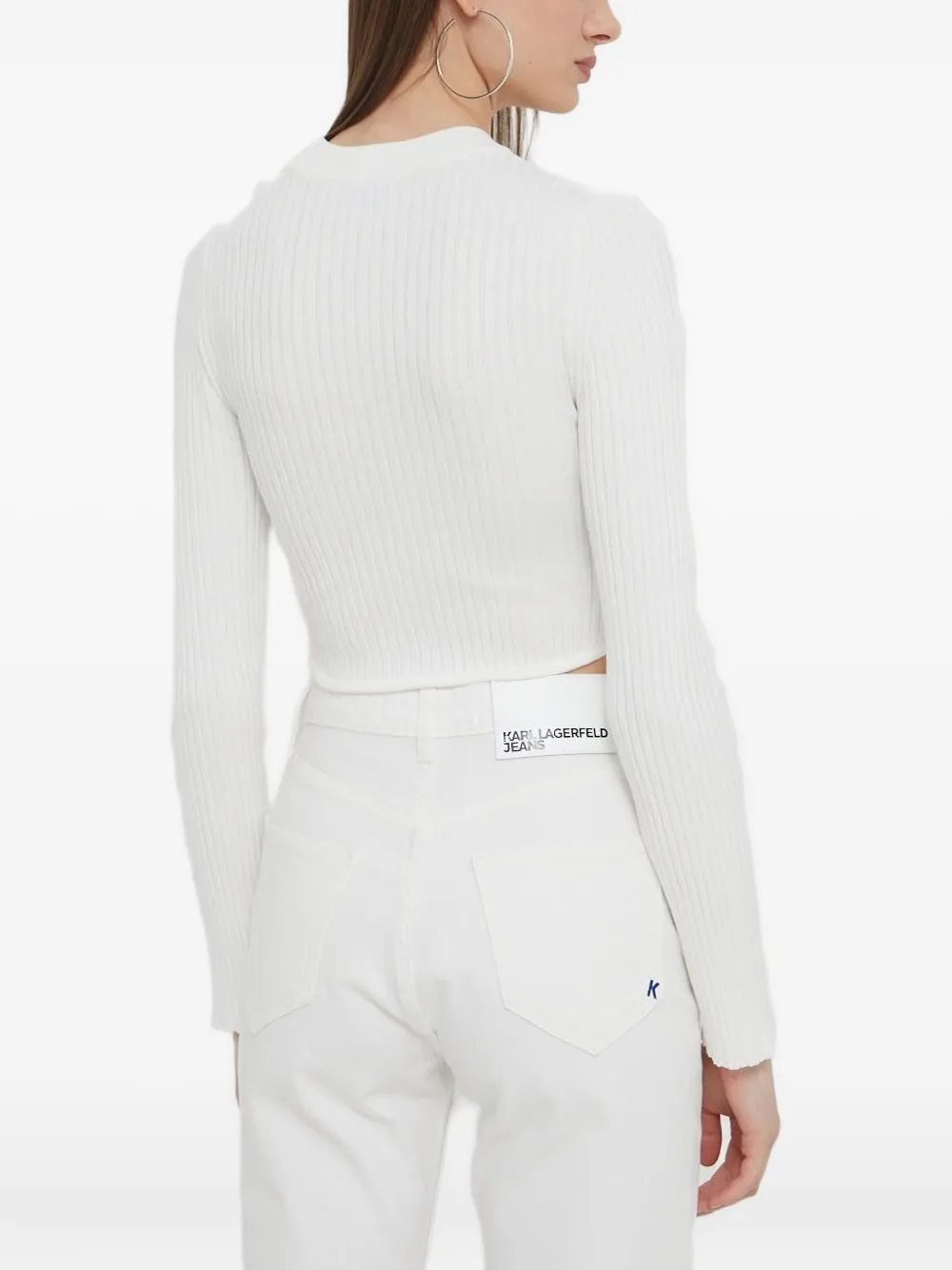 HUGO ribbed crop sweater Wit