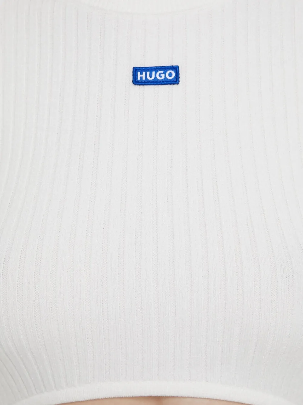HUGO ribbed crop sweater Wit