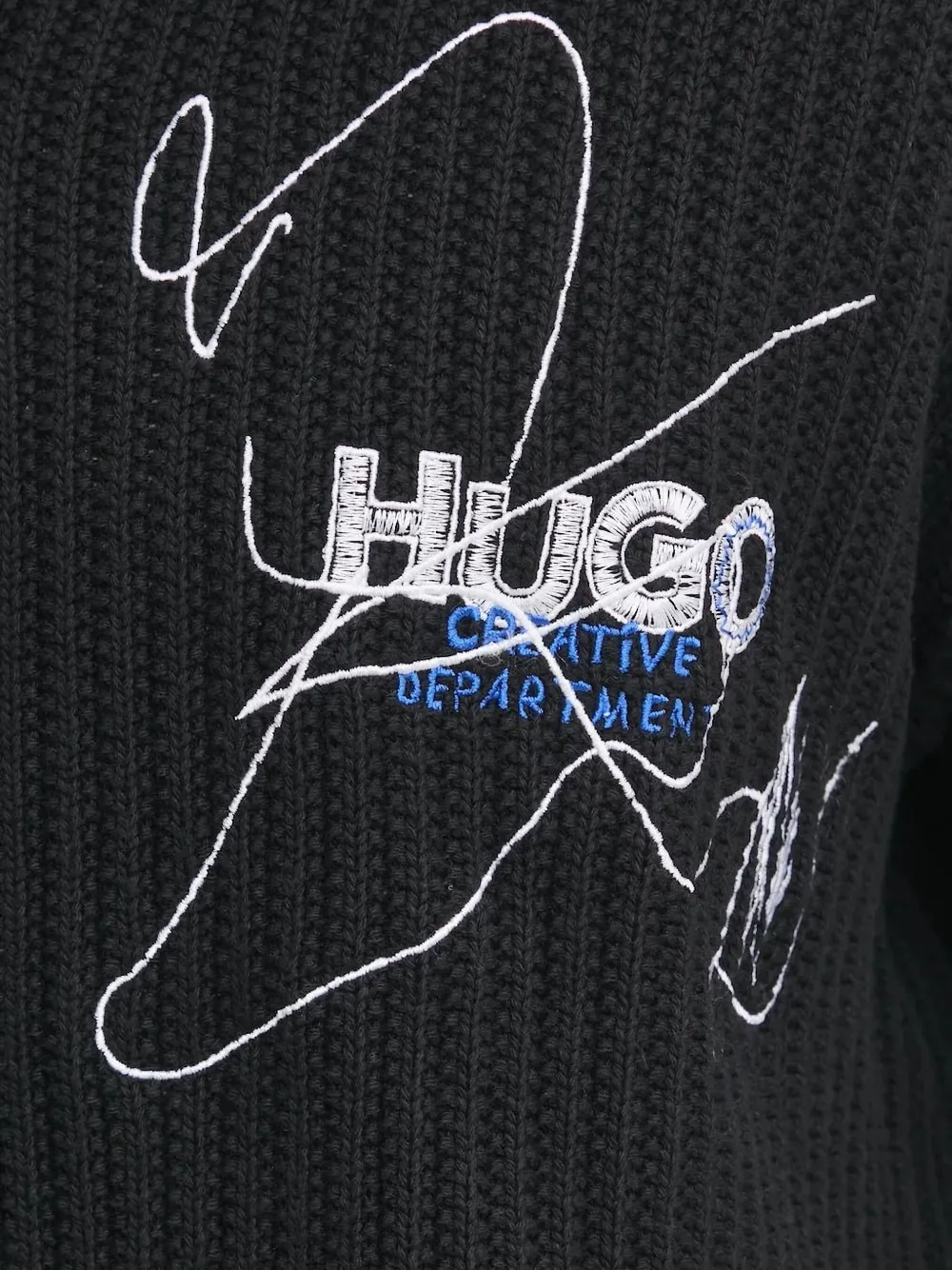 HUGO Geribbeld vest met rits Zwart