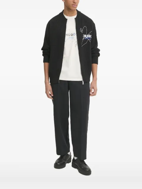 HUGO ribbed zip-up cardigan