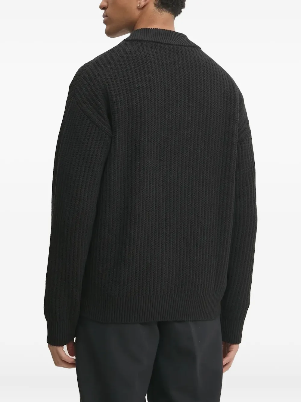 HUGO Geribbeld vest met rits Zwart