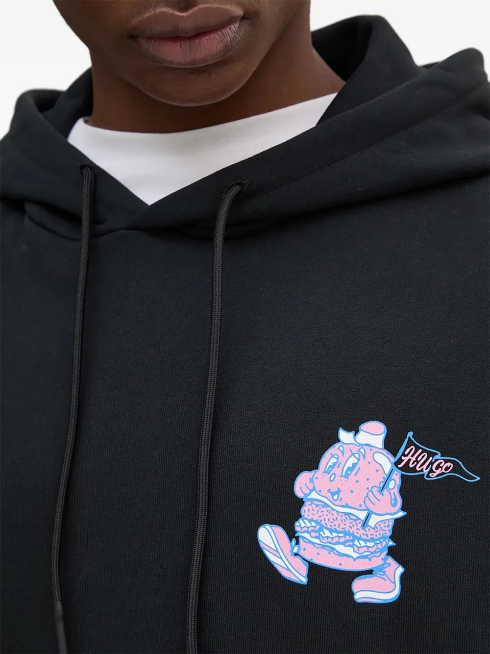 Hugo Boss Graphic-print Hoodie In Black