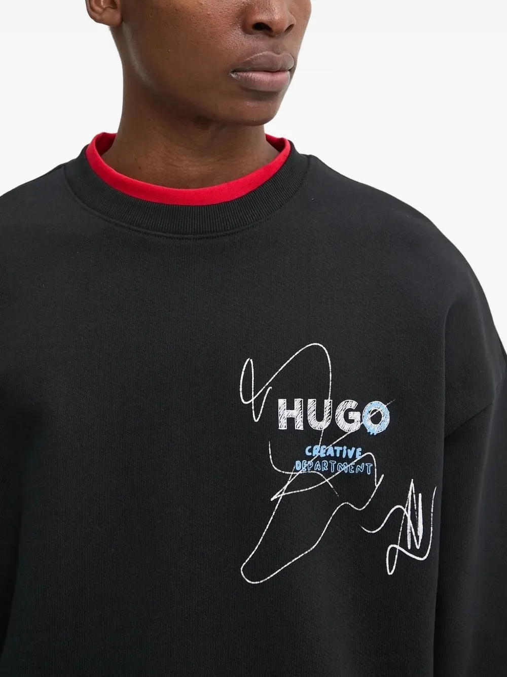 HUGO Sweater met print Zwart