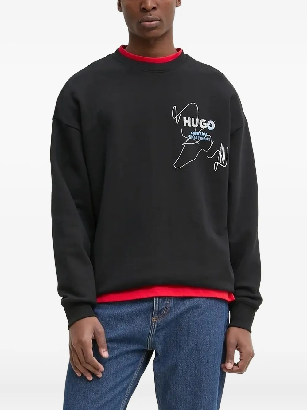 HUGO Sweater met print Zwart