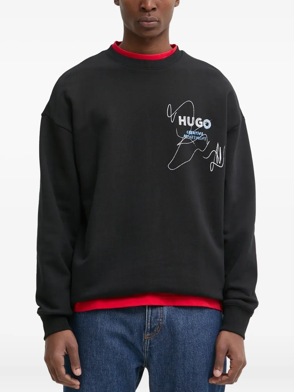 HUGO Sweater met print - Zwart