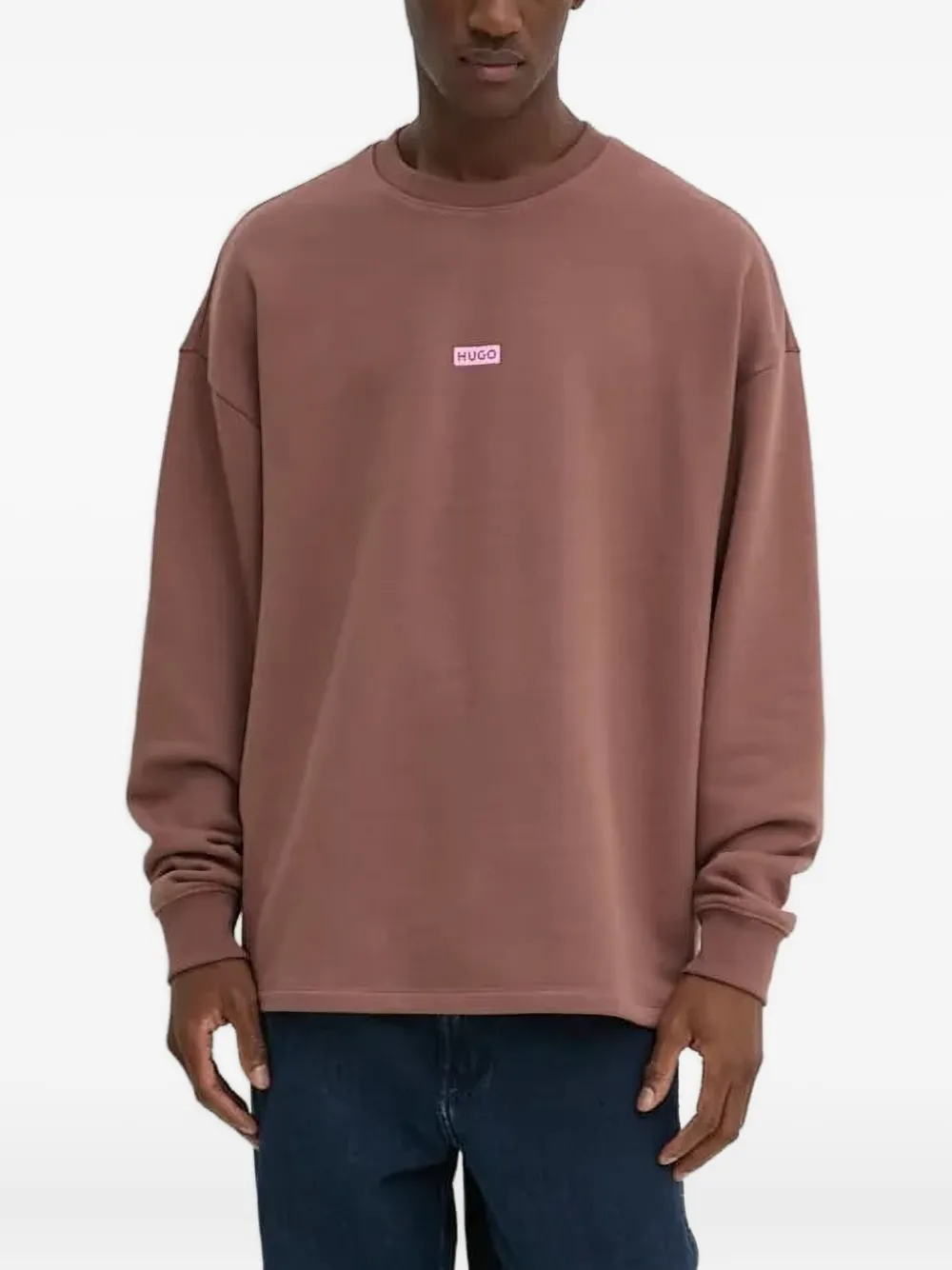 HUGO Sweater met logoprint Bruin
