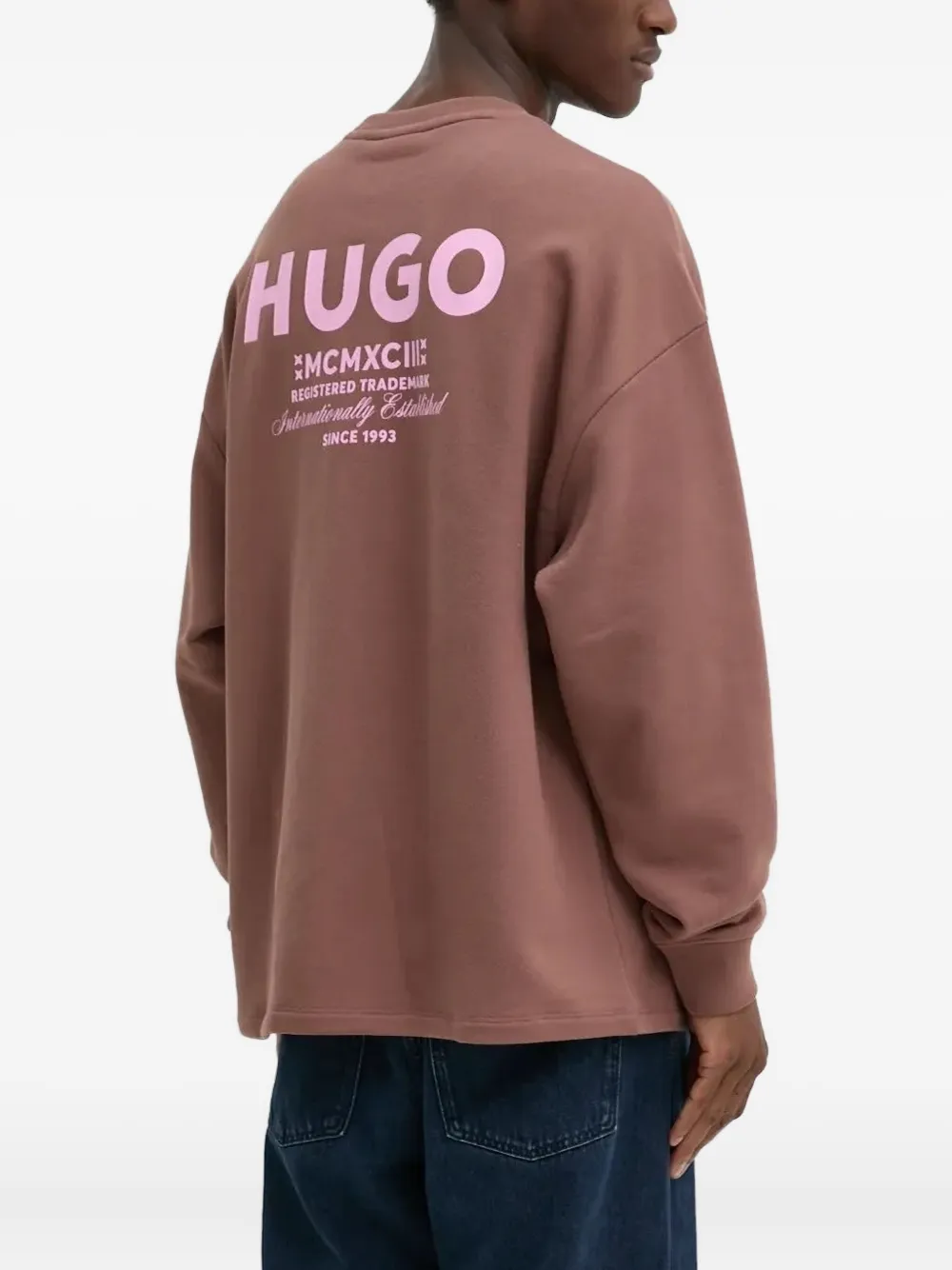 HUGO Sweater met logoprint - Bruin