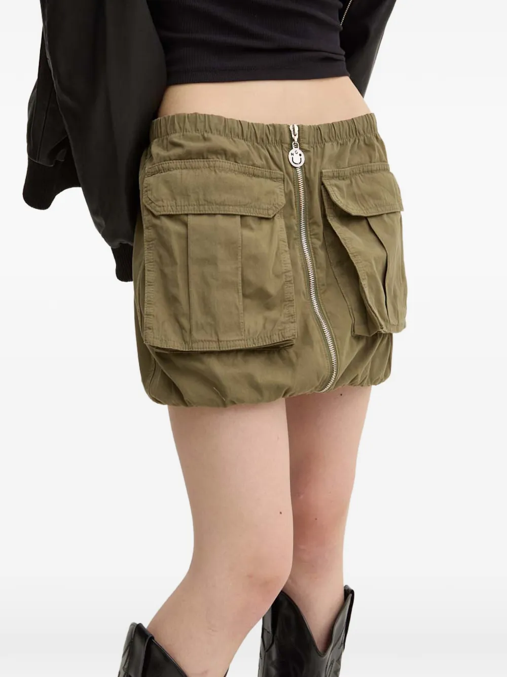 Hugo Boss Zip-up Front-pocket Mini Skirt In Multi