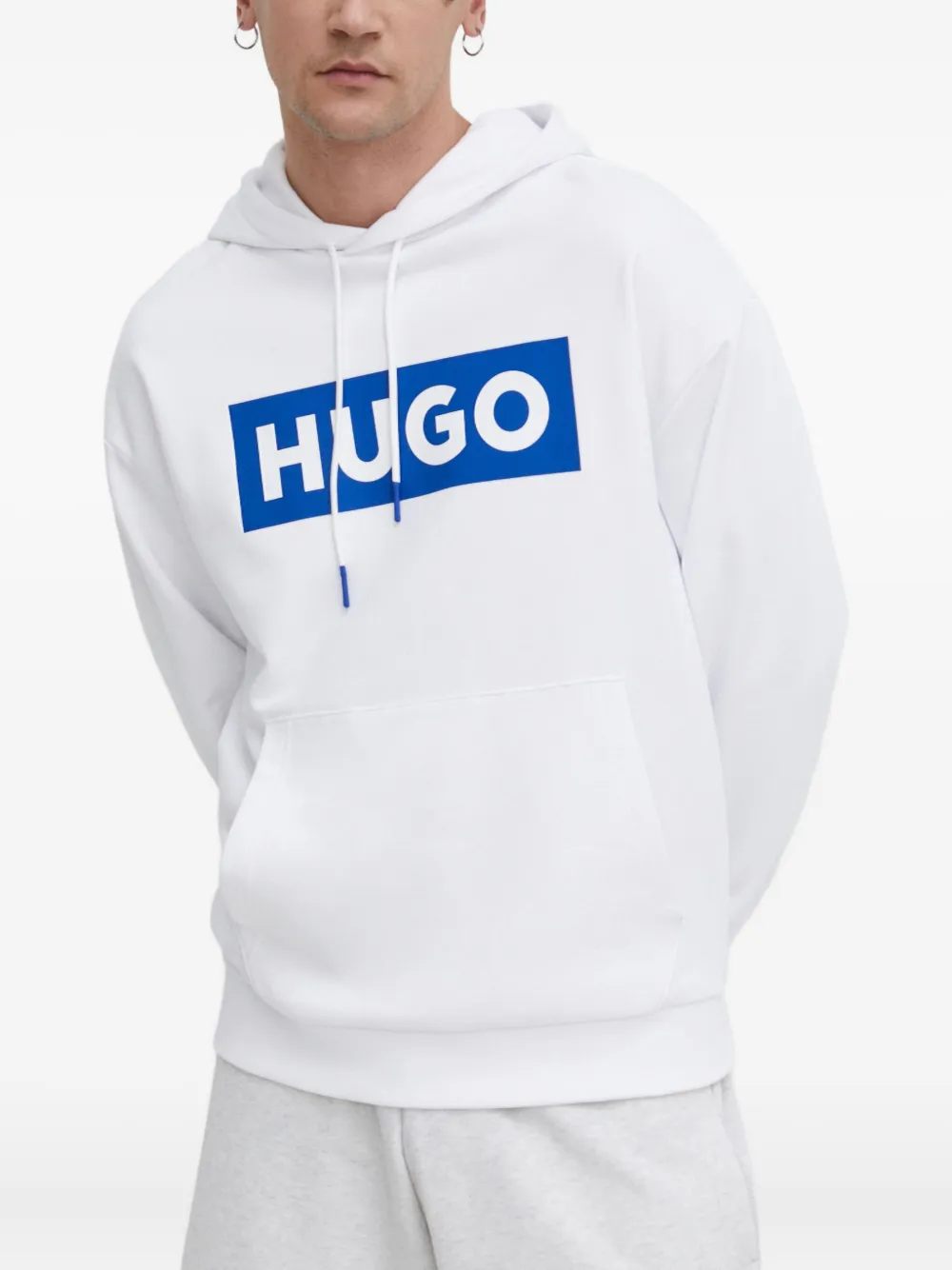 HUGO logo-print hoodie | White | Image 1