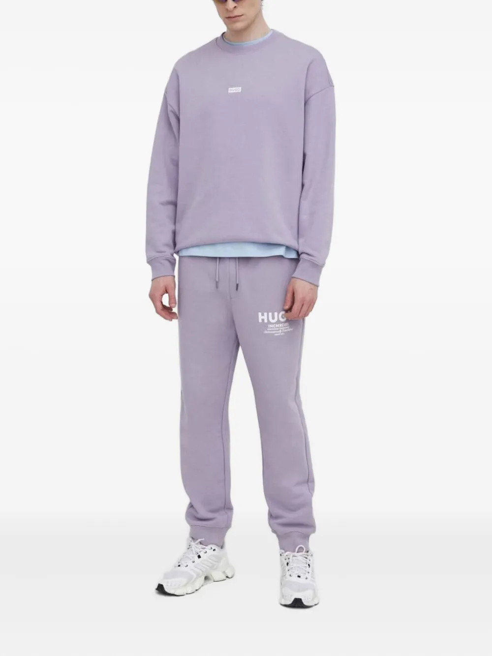 HUGO Sweater met logoprint - Paars