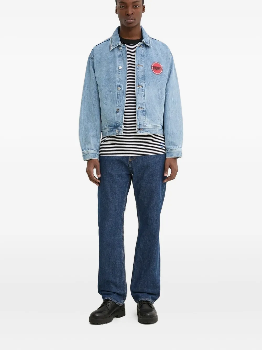 HUGO label-patch jeans Blauw