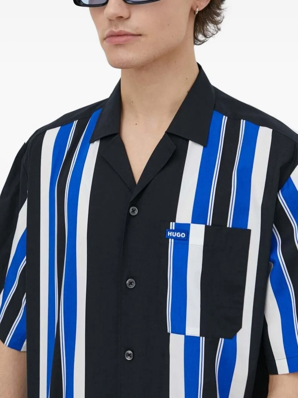 HUGO Gestreepte overhemd Zwart