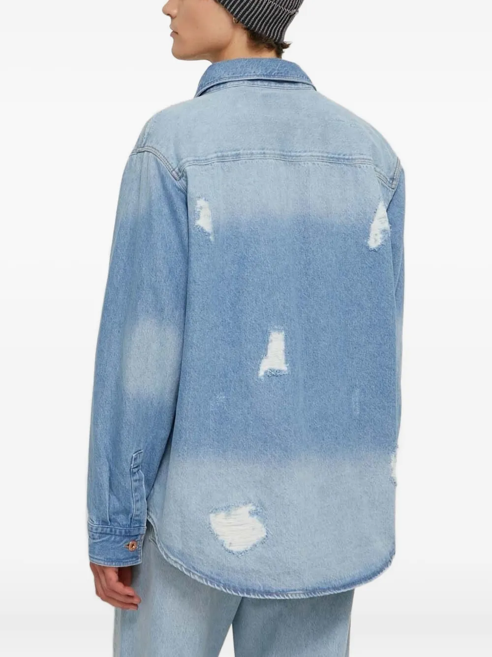 HUGO Gerafeld denim overhemd Blauw