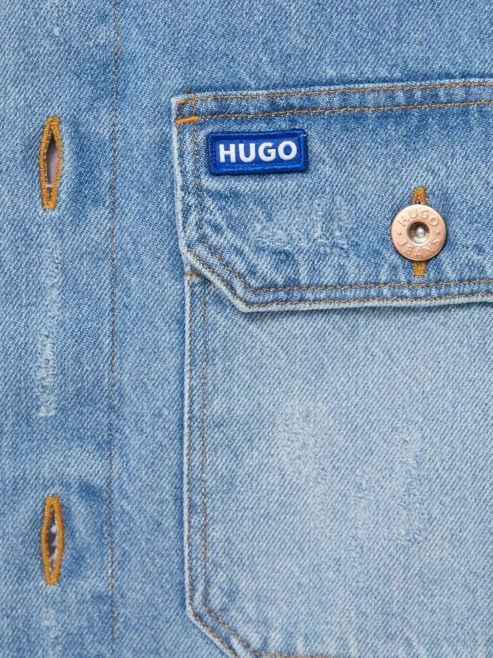 HUGO Gerafeld denim overhemd Blauw