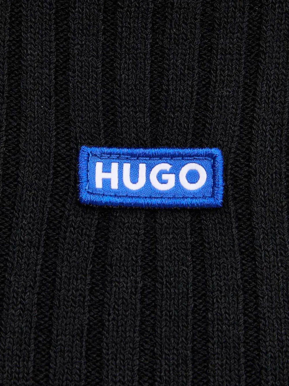 HUGO Geribbelde top met patch Zwart