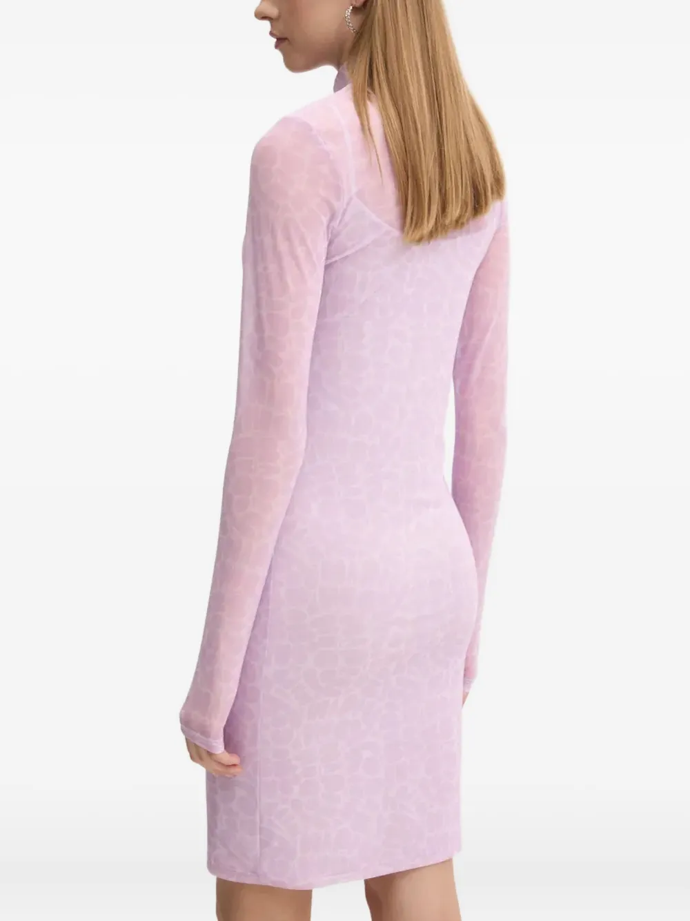 HUGO Mini-jurk met lange mouwen en hoge hals Paars