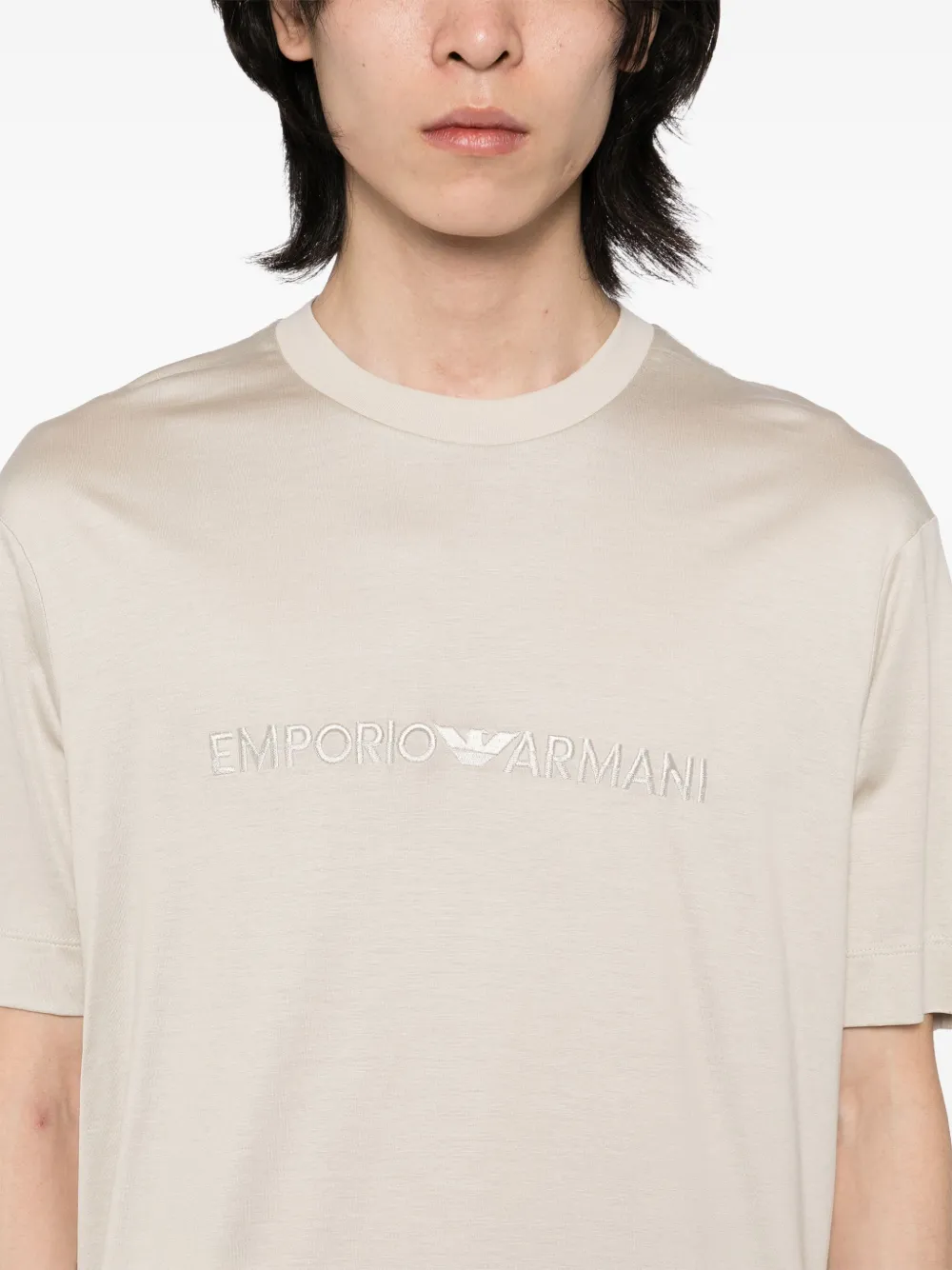 Emporio Armani T-shirt met geborduurd logo Zilver