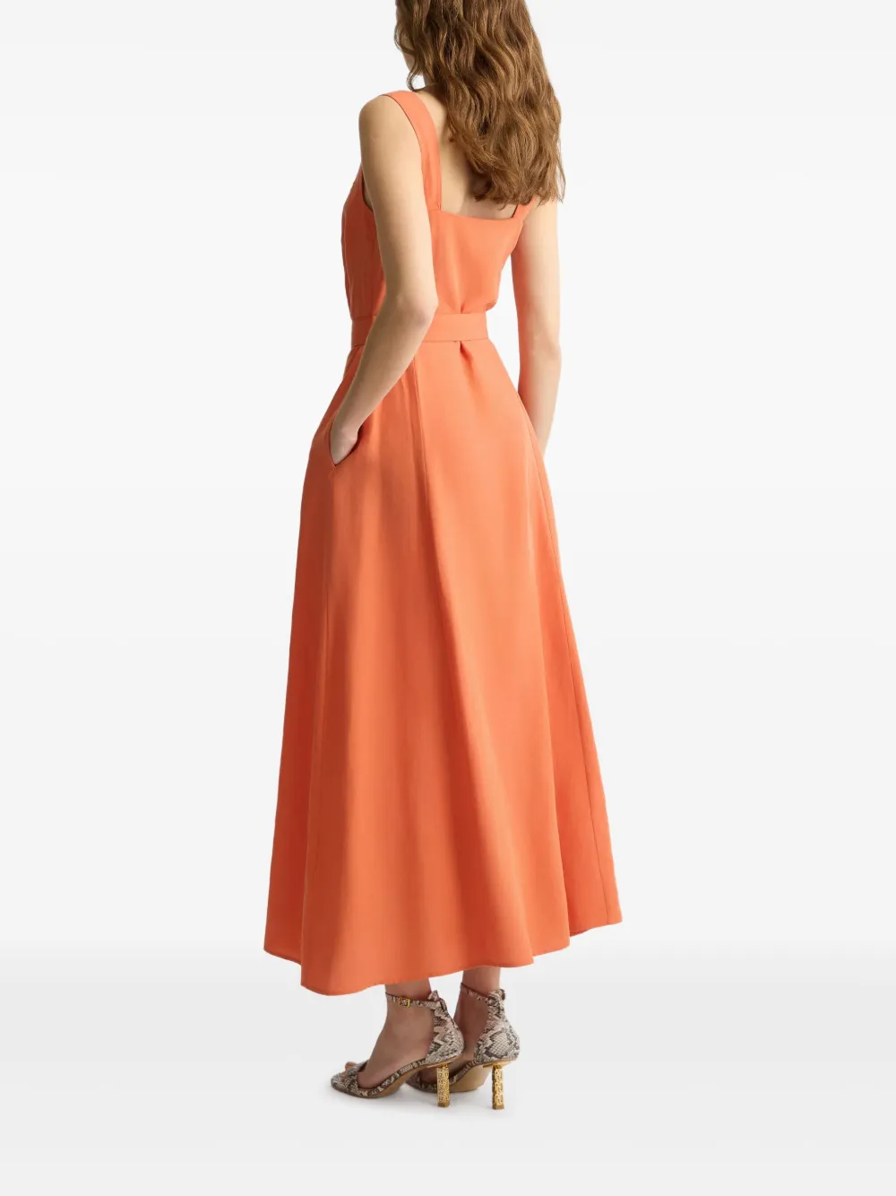Liu •jo Liu Jo A-line Midi Dress With Button-down Front In Orange