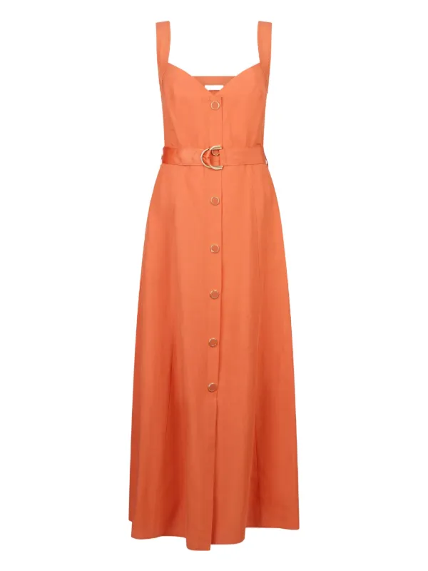 orange belted dress Women's Paradisa St. Augustine Orange Cotton Belted Shirt Dress | Size: M