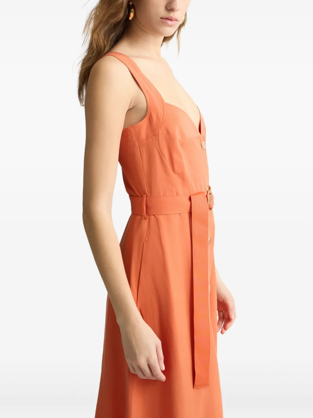 Liu •jo Liu Jo A-line Midi Dress With Button-down Front In Orange