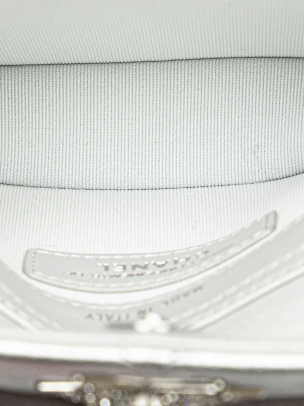 Pre-owned Chanel 2021-2024 Metallic Lambskin Crystal Star Chain Belt Bag In Silver