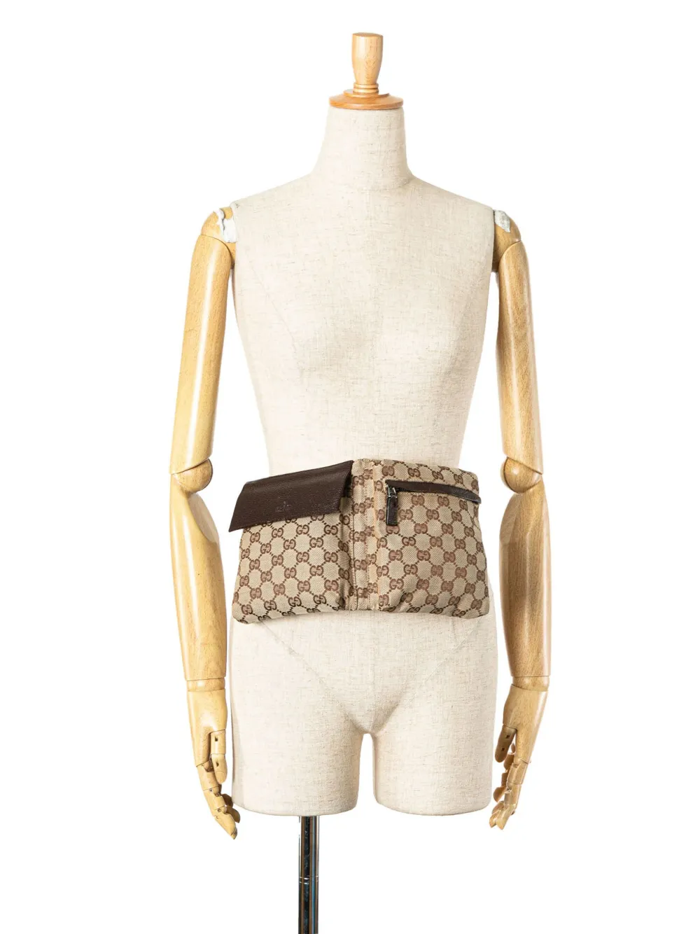 Gucci Pre-Owned 2000-2015 GG Canvas Web Double Pocket belt bag - Bruin