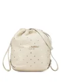 Saint Laurent Pre-Owned 2019 Lambskin Star Printed Teddy Drawstring bucket bag - White