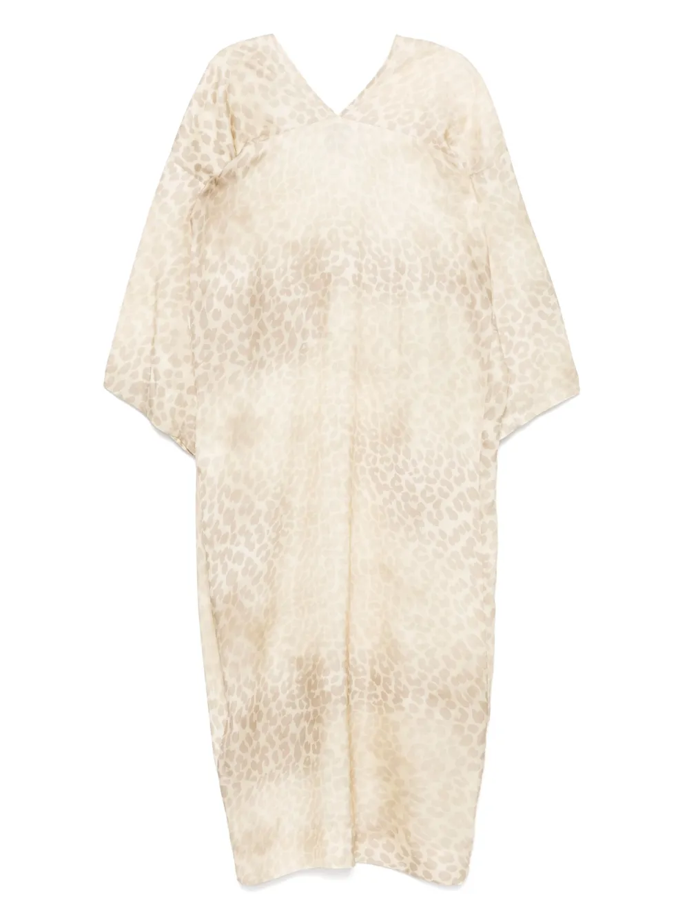 Nude Midi-jurk met dierenprint - Beige