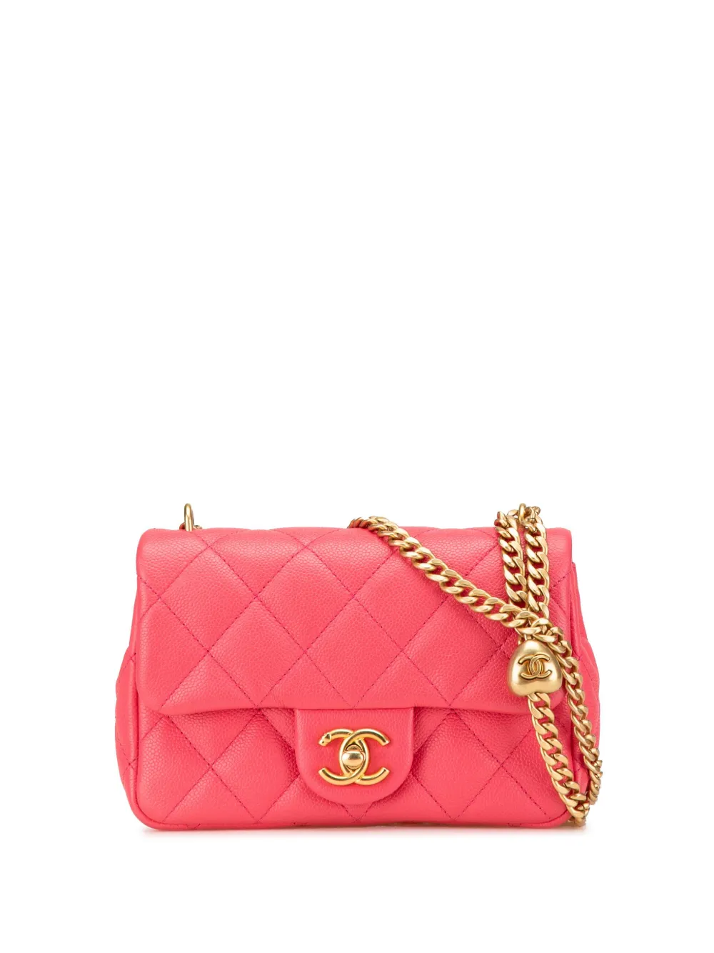 CHANEL Pre-Owned 2021-2024 ミニ マトラッセ キャビア スウィートハート フラップ ショルダーバッグ - ピンク CHANEL Pre-Owned 2021-2024 ミニ マトラッセ キャビア スウィートハート フラップ ショルダーバッグ - ピンク