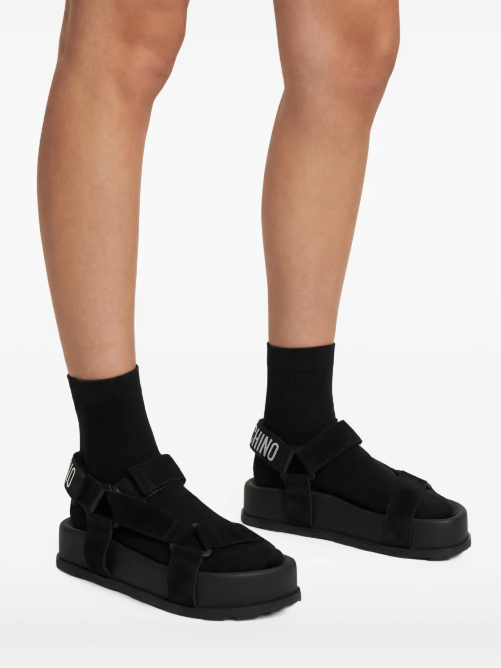 Moschino Sandalen met logoprint Zwart