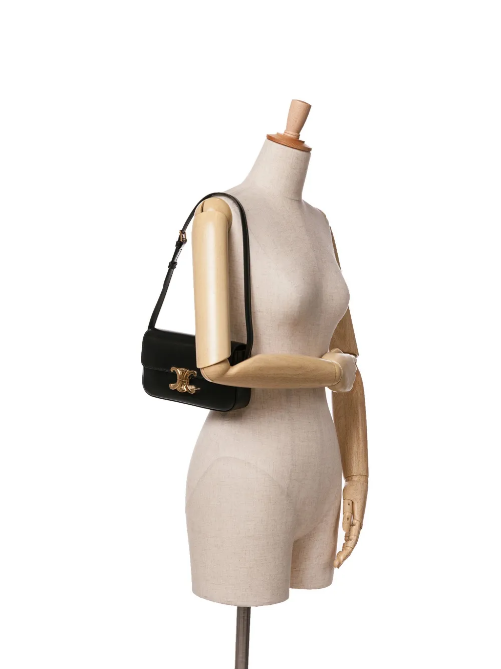 Céline Pre-Owned 2023 Leather Triomphe Claude shoulder bag - Zwart