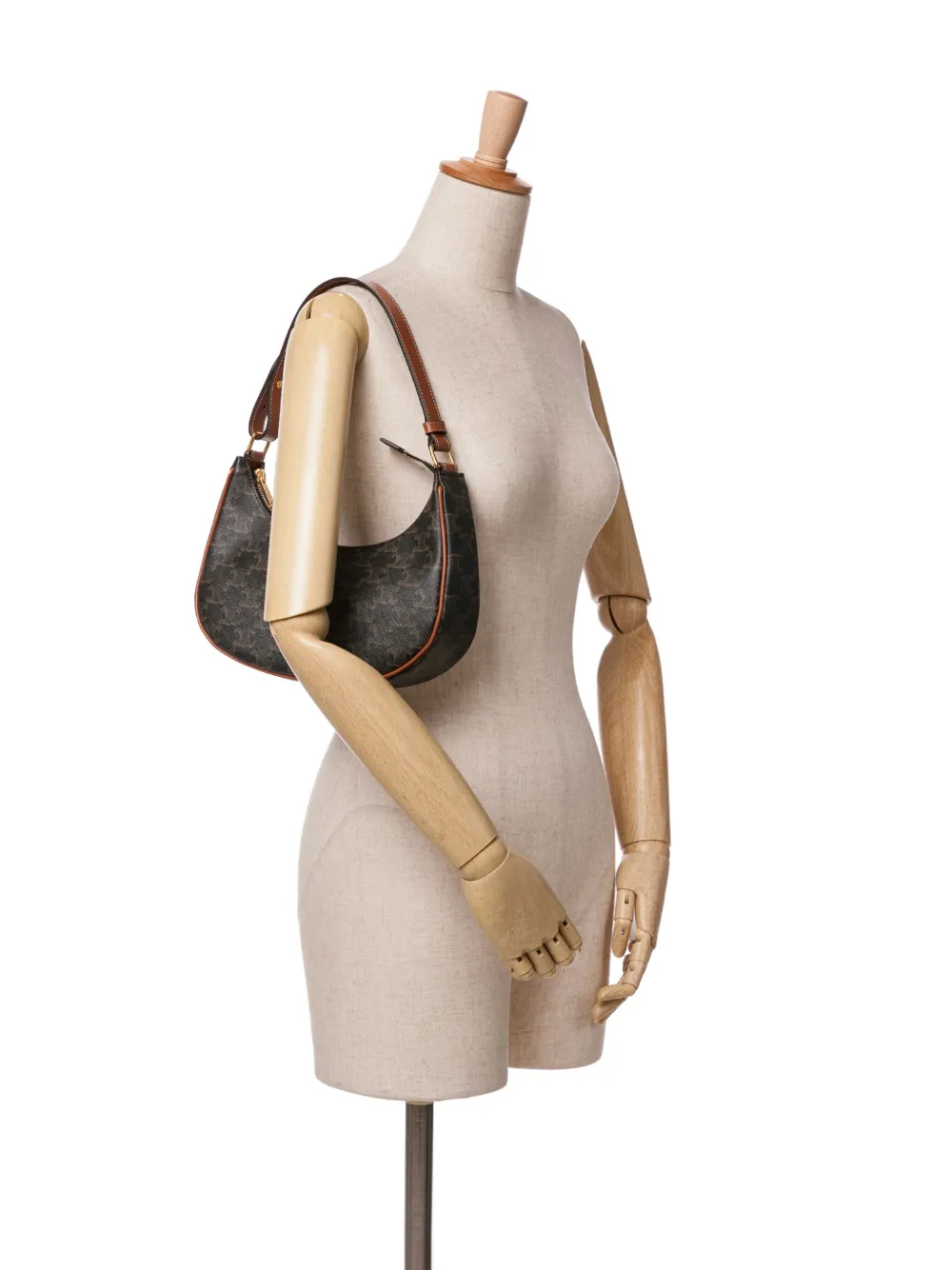 Céline Pre-Owned 2023 Triomphe Coated Canvas Ava shoulder bag - Bruin